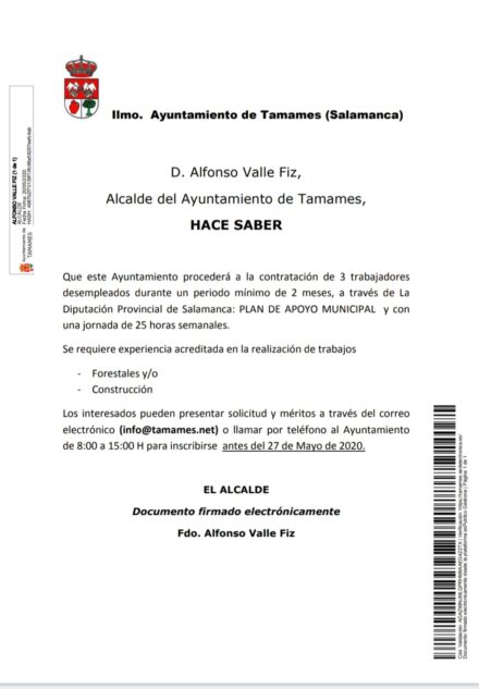 Contratación nuevos trabajadores