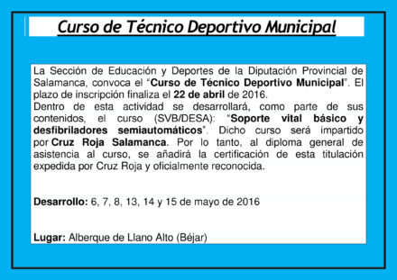 Curso de Técnico Deportivo Municipal