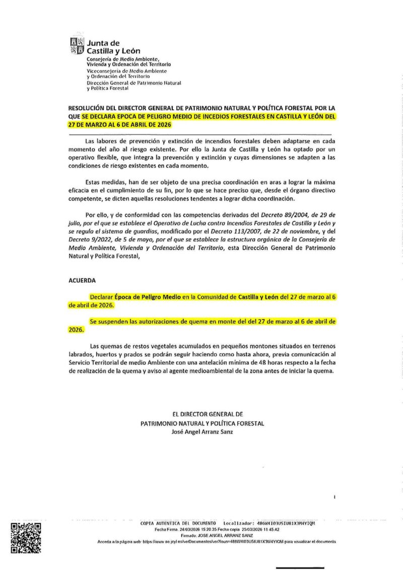 Suspensión de Quema 2026